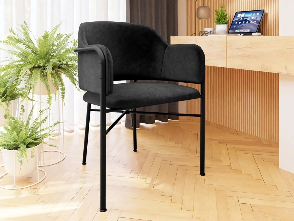 Čalúnená jedálenská stolička Uzpira, Dostupné poťahy: Magic Velvet 2258, Farby: čierna