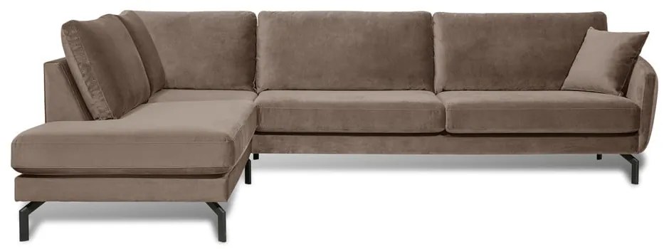 Hnedobéžová zamatová rohová pohovka (ľavý roh) Magic - Scandic