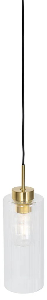 Art Deco závesné svietidlo zlaté so sklom - Laura