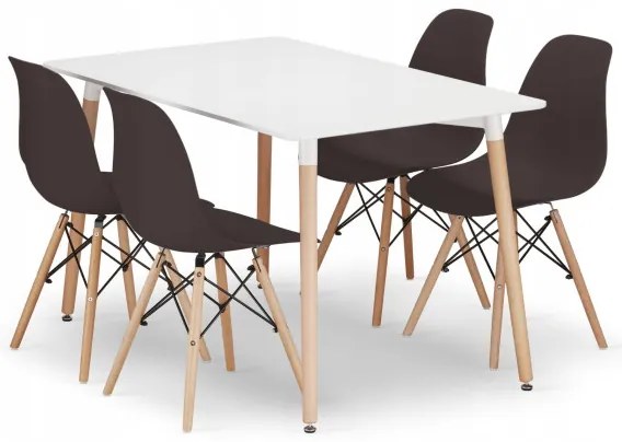 Jedálenský stôl ADRIA biely so štyrmi stoličkami OSAKA kávové