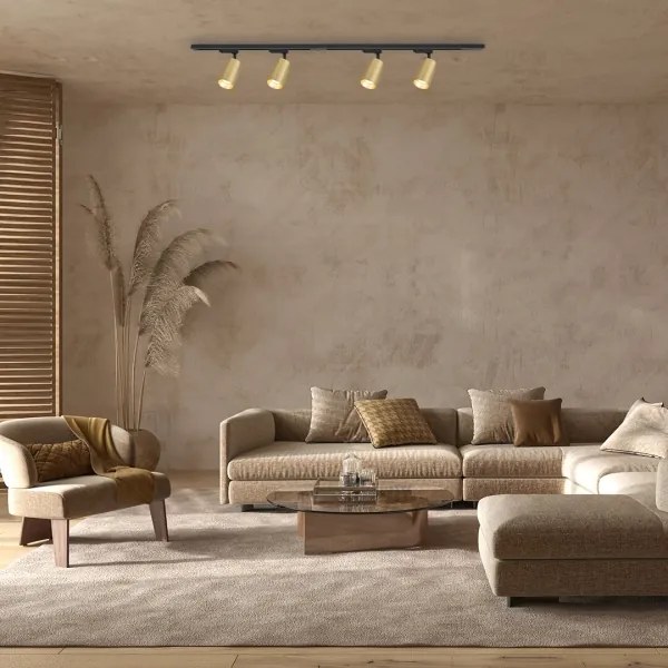 Bodové svietidlo v lištovom systéme PIPE 4xGU10/10W/230V zlatá/čierna