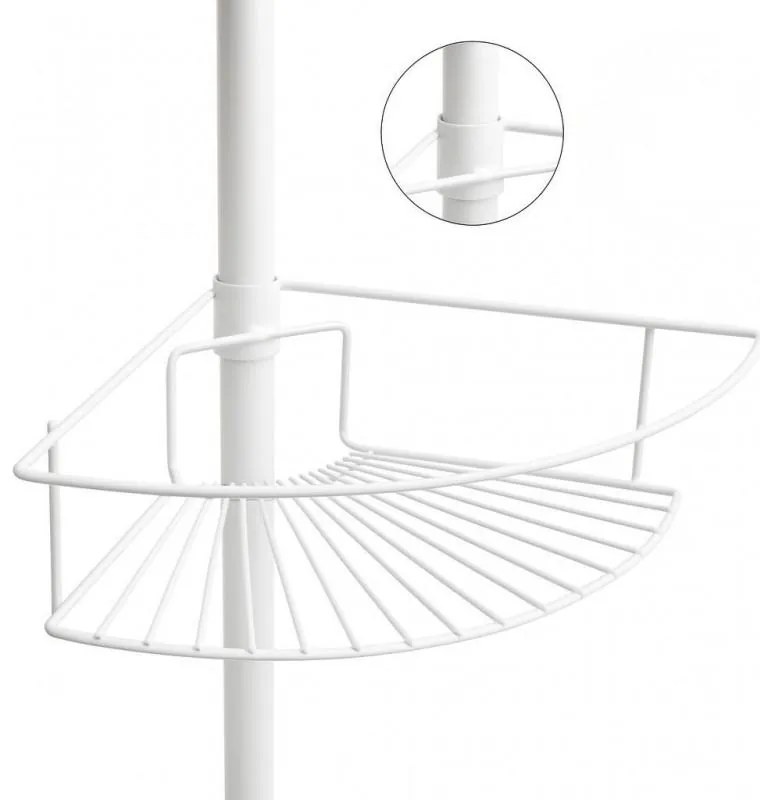 Erga Scopic, rohová teleskopická sprchová tyč 4 policová XL, biela matná, ERG-YKA-CH.SCOPIC-XL-WHT