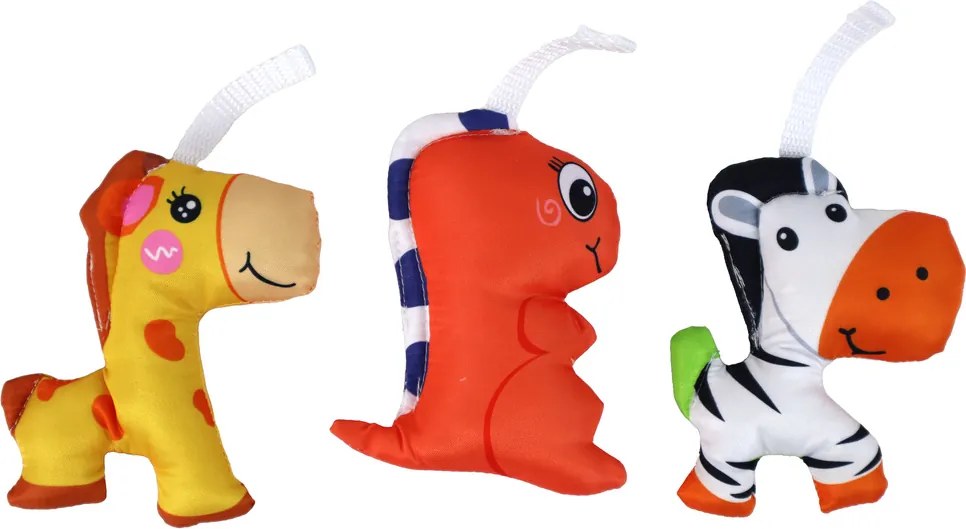 LEAN Toys Kolotoč nad postieľku so zvukmi modrý 3 plyšáci na batérie