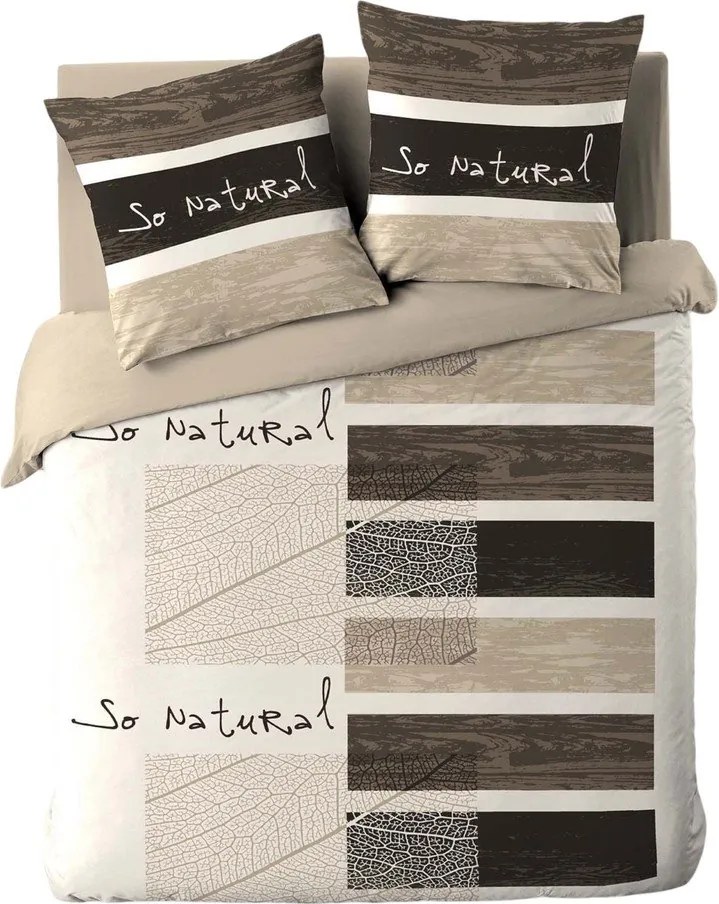 Hnedé bavlnené obliečky na dvojlôžko 200x200 cm So Natural – douceur d'intérieur
