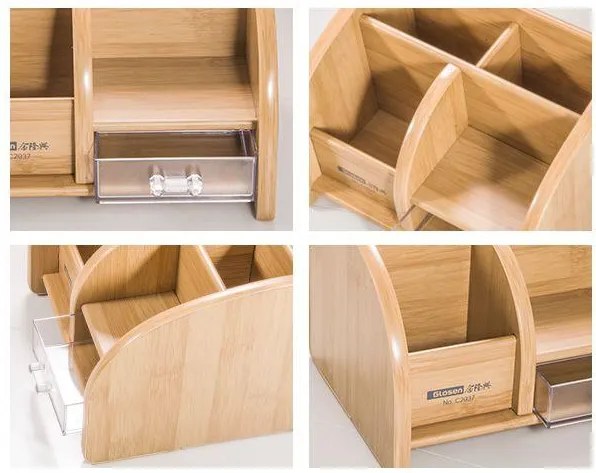 Stojan na perá so 3 priehradkami a 1 zásuvkou tmavé drevo