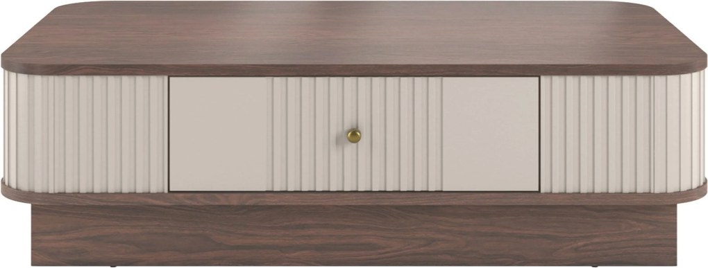 Konferenčný stolík Vespera 103x60 cm na sokli - kašmírová / orech / zlatá