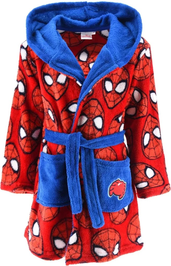 Detský flísový župan s modrou kapucňou Spiderman, EU 98