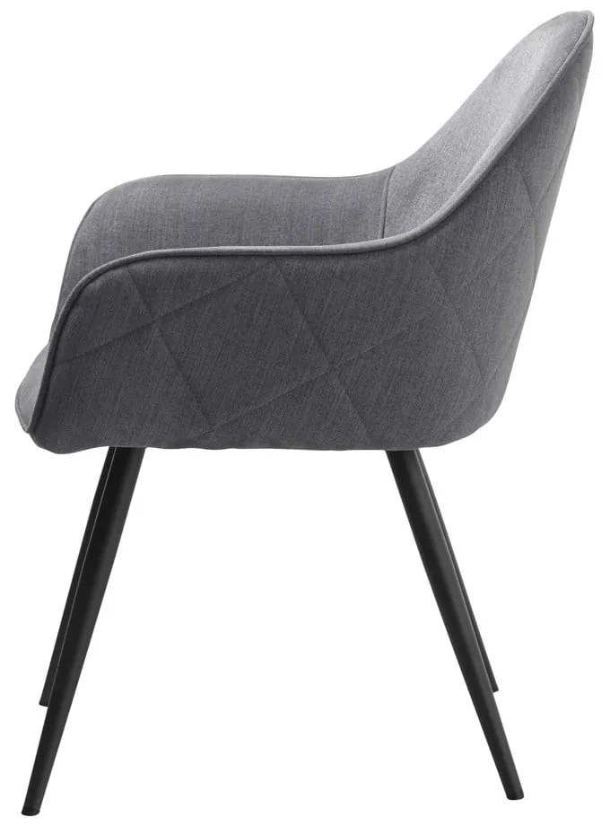 Sivé čalúnené jedálenské kreslo s podrúčkami Minto – Unique Furniture