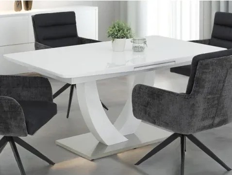 Rozkladací jedálenský stôl Maria 160x90 cm, biely lesk%