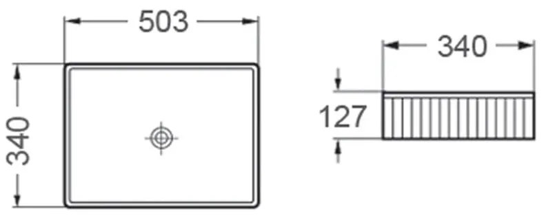 Mexen Grovo, ryhované umývadlo na dosku 50 × 34 cm, čierna matná, 22305085