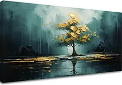 Moderný nástenný dekor Zlatý odraz v jazere - PREMIUM ART