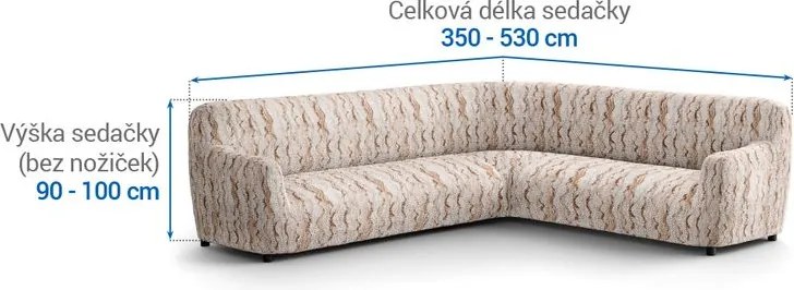 Bielastické poťahy OCEANO NOVÉ béžové rohová sedačka (š. 350 - 530 cm)