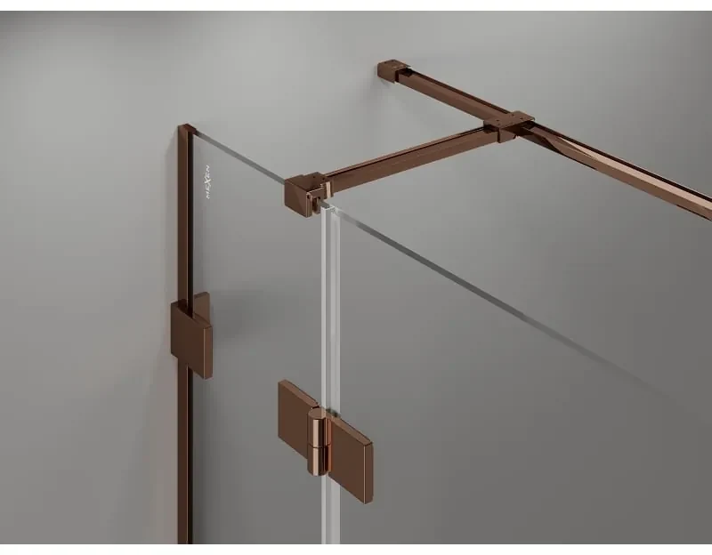 Mexen Lunar T, sklápací sprchový kút ľavý 125 x 90 cm, 8mm číre sklo, profil ružové zlato, 834T-125-090-60-00-L