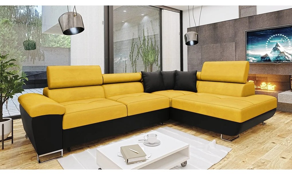 Rohová sedačka Alvin, Dostupné poťahy: ekokoža Soft 017 + Uttario Velvet 2971 + Kronos 02, Strana: ľavá