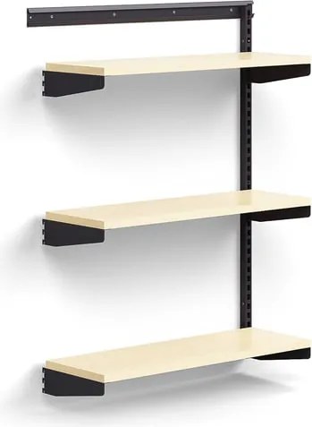 Nástenný regál RELY, prídavná sekcia, laminátové police, 1221x900x300 mm, antracit/buk