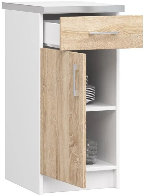 Spodná kuchynská skrinka s doskou LIMA S40 SZ1 biela / dub sonoma
