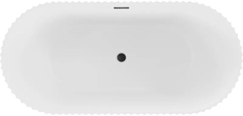 Mexen Paola, voľne stojaca vaňa, drážkovaná, 150 x 75 cm, biela matná, čierna matná, 52721507501-70