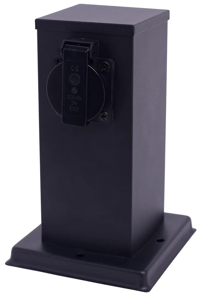 Elektrický záhradný stĺpik Electric, nerezová oceľ, 2 zásuvky, čierna, (20 cm)