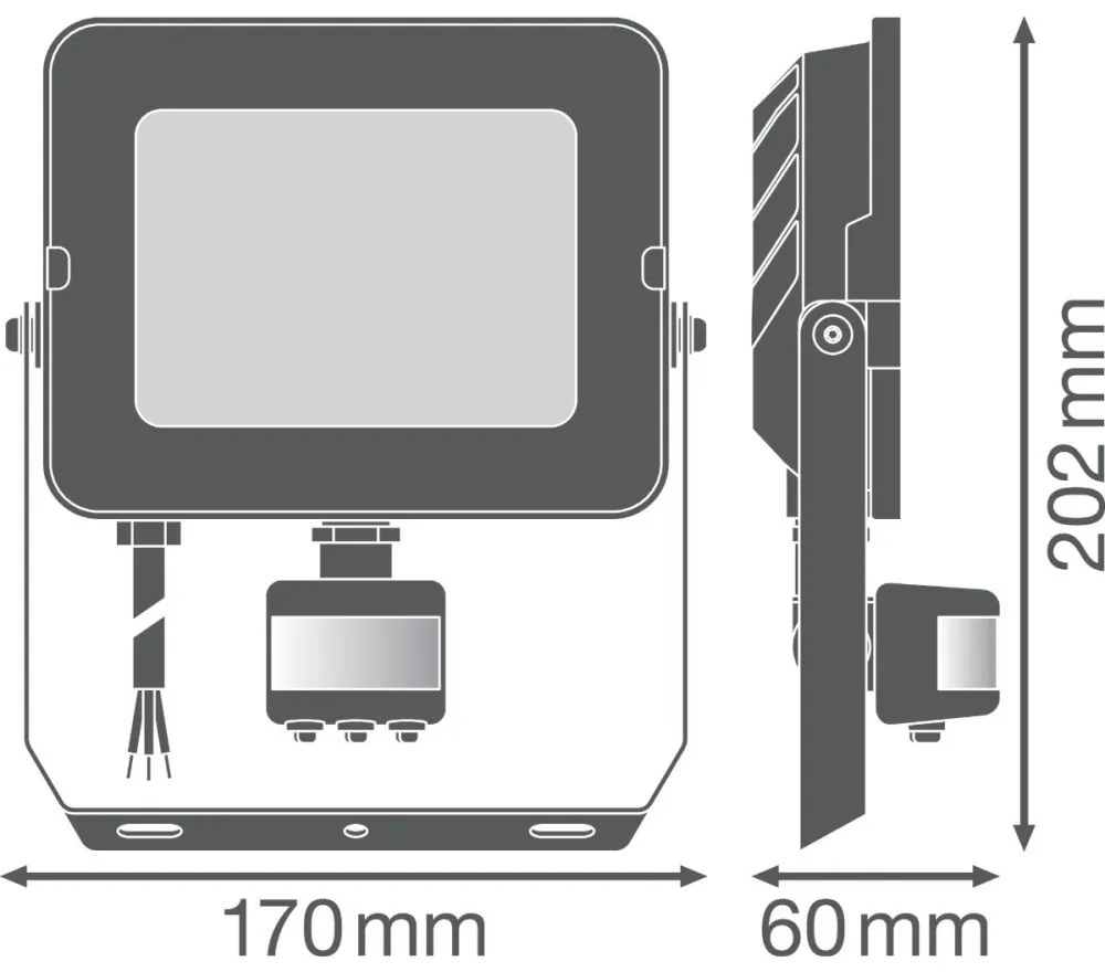 LED reflektor 50W 4500lm teplý IP65 čierny so senzorom pohybu a súmraku LEDVANCE COMPACT V