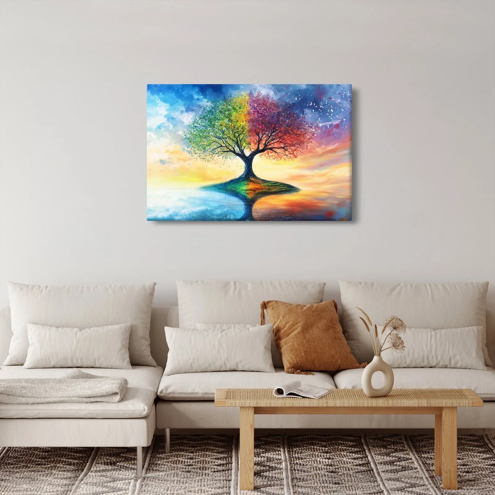 Obraz – Maľovaný strom ročných období (90x60 cm)