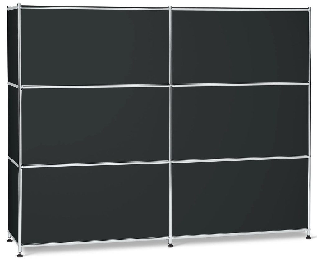 Veľká kovová komoda »CN3« so 6 výklopnými priehradkami, čierna