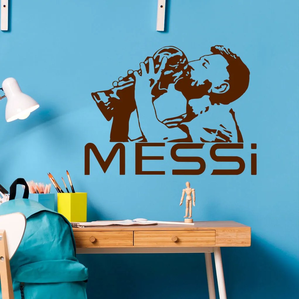Veselá Stena Samolepka Lionel Messi pohár Farba: šedá, Veľkosť: 40 x 30 cm