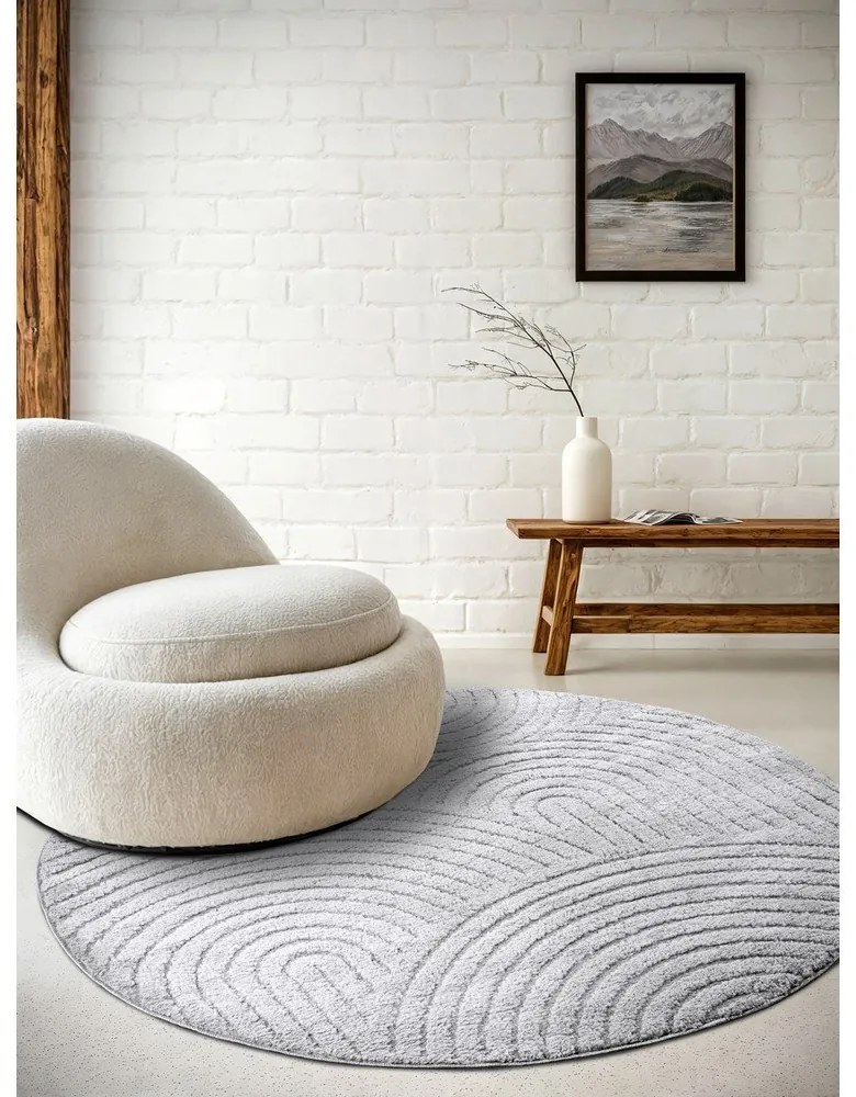 Svetlosivý okrúhly koberec ø 200 cm Panglao New York Light Grey – Elle Decoration