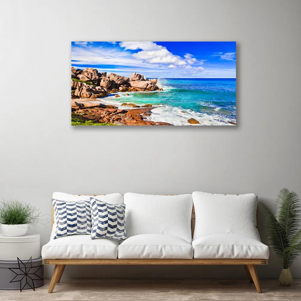 Obraz Canvas Pláž skaly more krajina 120x60 cm