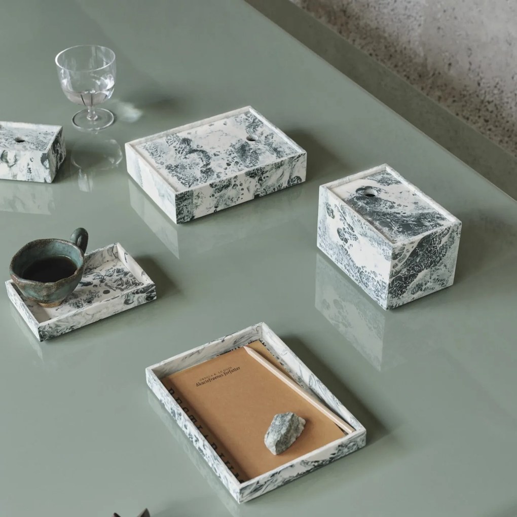 Ferm Living Úložný box Mist Emerald Off-white 15 × 20 cm