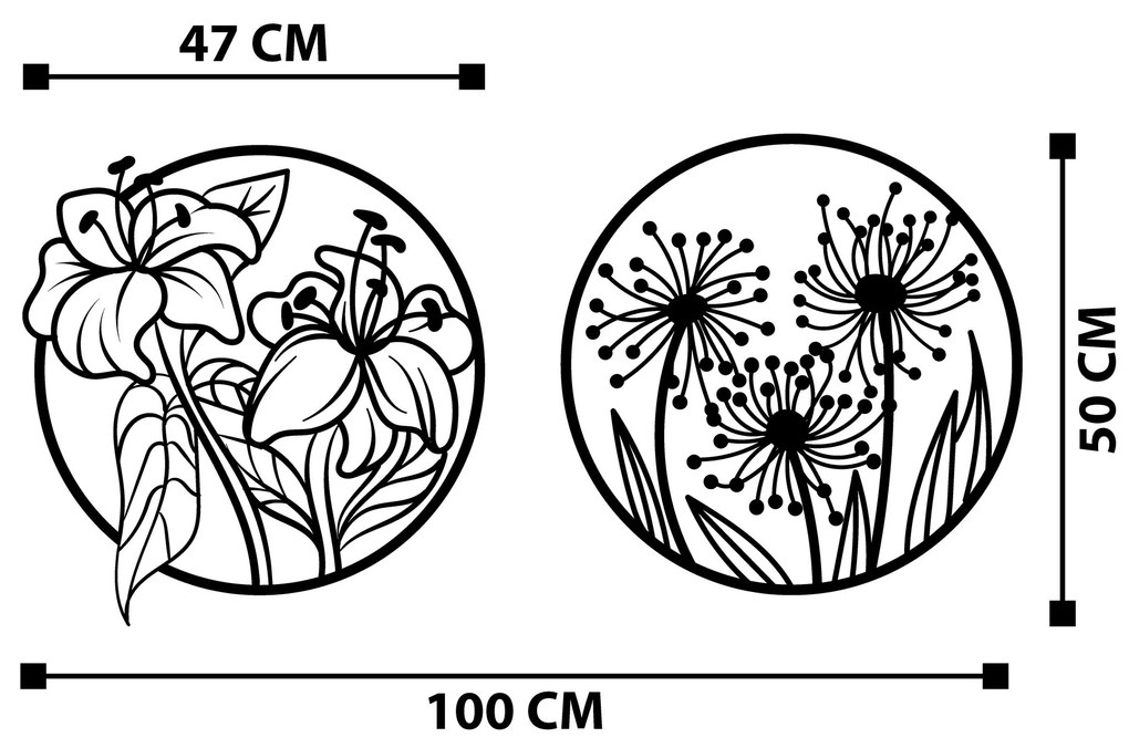 Nástěnná kovová dekorace Mucbir černá