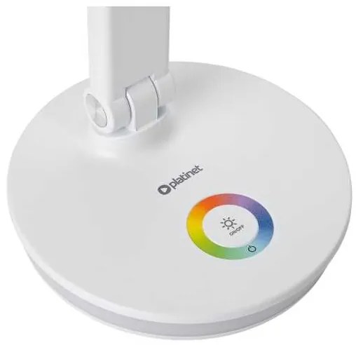 Stolná lampa Platinet 12 W, RGB osvetlenie + USB, biela