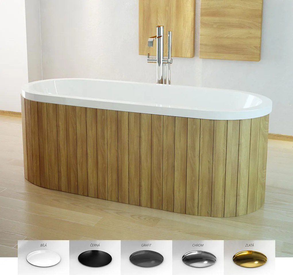 Besco Vaňa zo sanitárneho kompozitu pre vstavanie Victoria V CC/BP 185x82, bez prepadu BESCO-Typ výpuste: Alcaplast Click-Clack s horným čistením, gr…