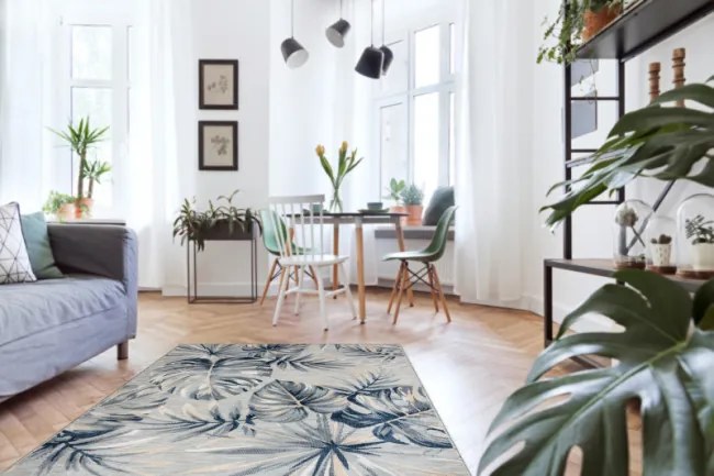 Koberec štrukturálny BOTANIC 65265 Listy Monstera - sivý