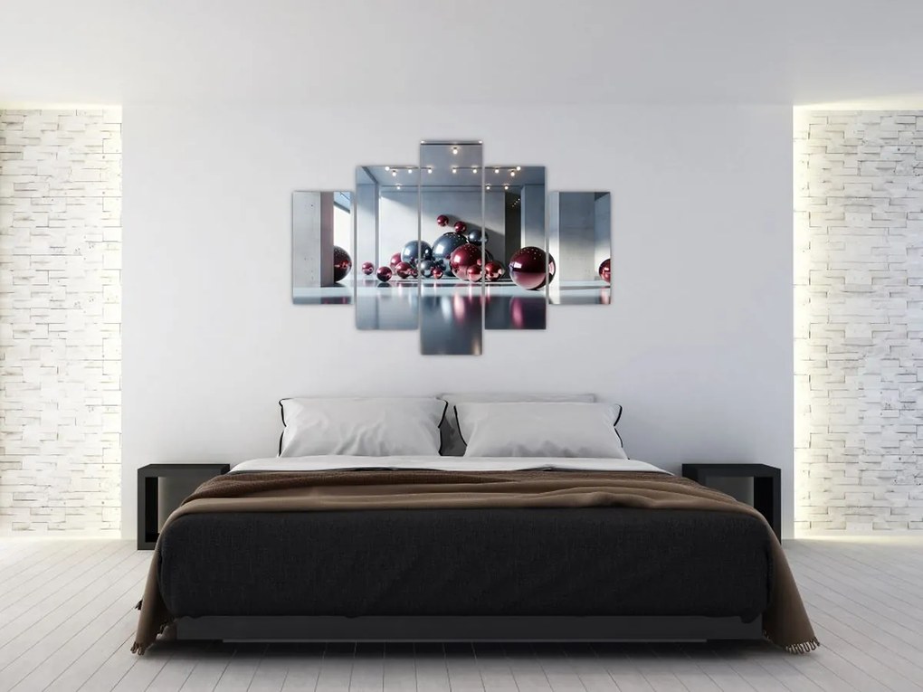 Obraz - 3D priestor s guľami II. (150x105 cm)