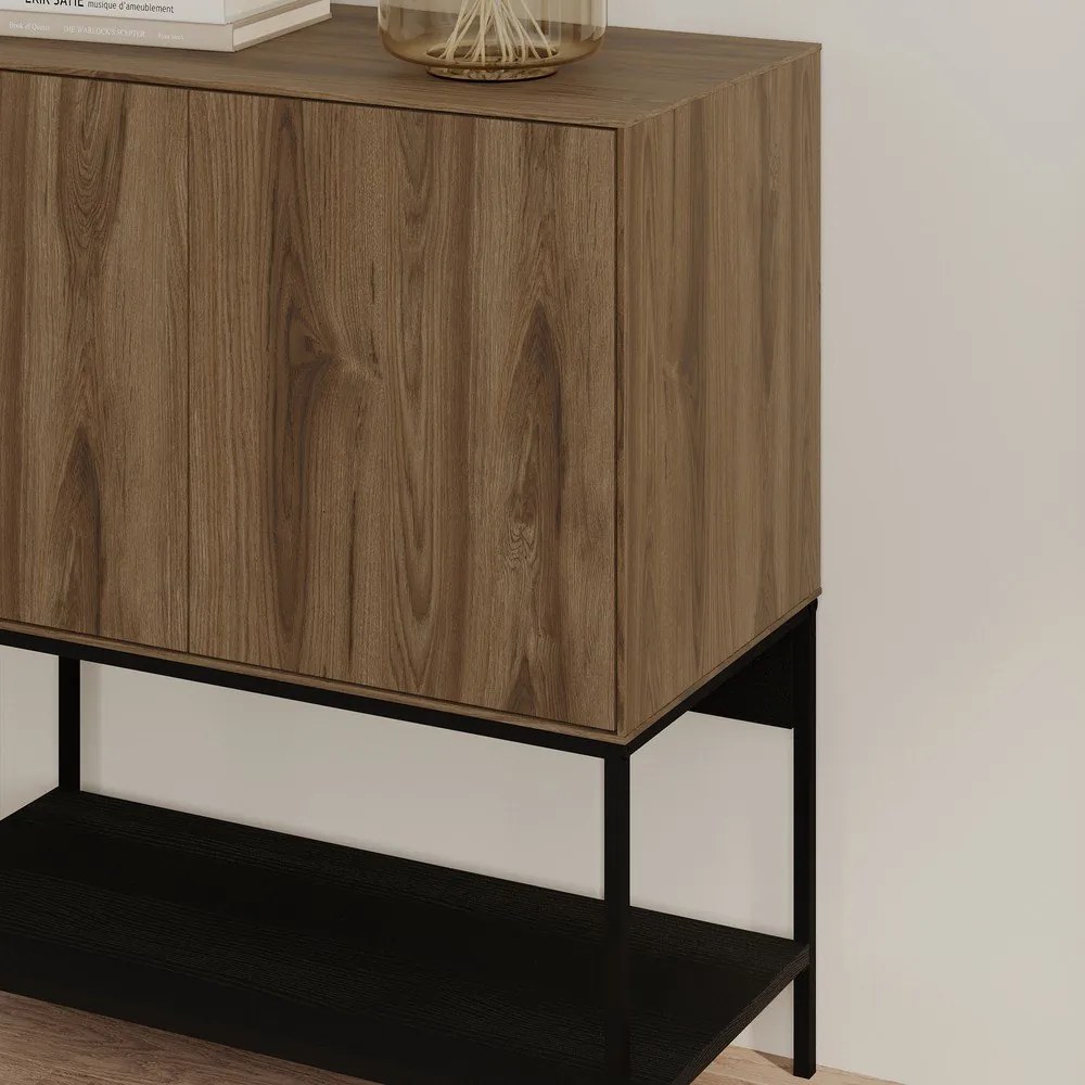 Skrinka v dekore duba v čierno-prírodnej farbe 80x90x40 cm Amira – Marckeric