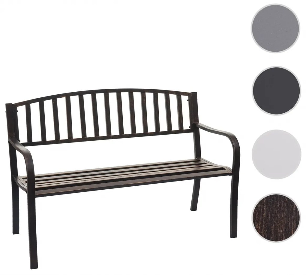 Záhradná lavička F43 2-miestna - práškovaná oceľ, 128 cm - Bronzová