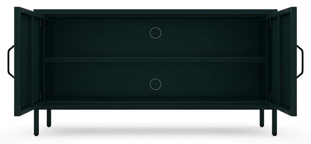 TV skrinka kovová na nožičkách fľaškovo zelená, 1150x595x400 mm: ROSA Modern
