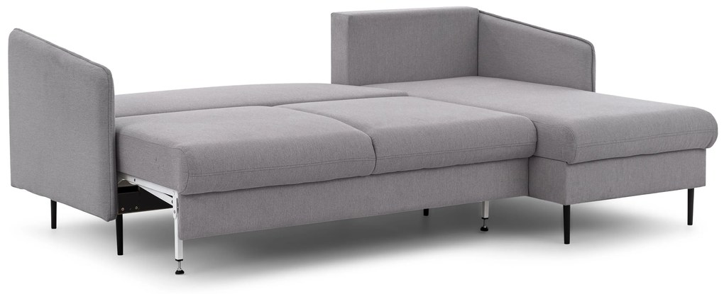 Rozkladacia rohová sedačka Taila Mini pravá - šedá pletenina Loft 19 / čierne nožičky