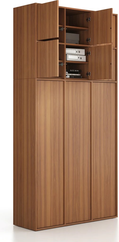 Nadstavba pre skrine FRAME, 6x dvere, 1299 x 450 x 854 mm, PUSH-lock, orech
