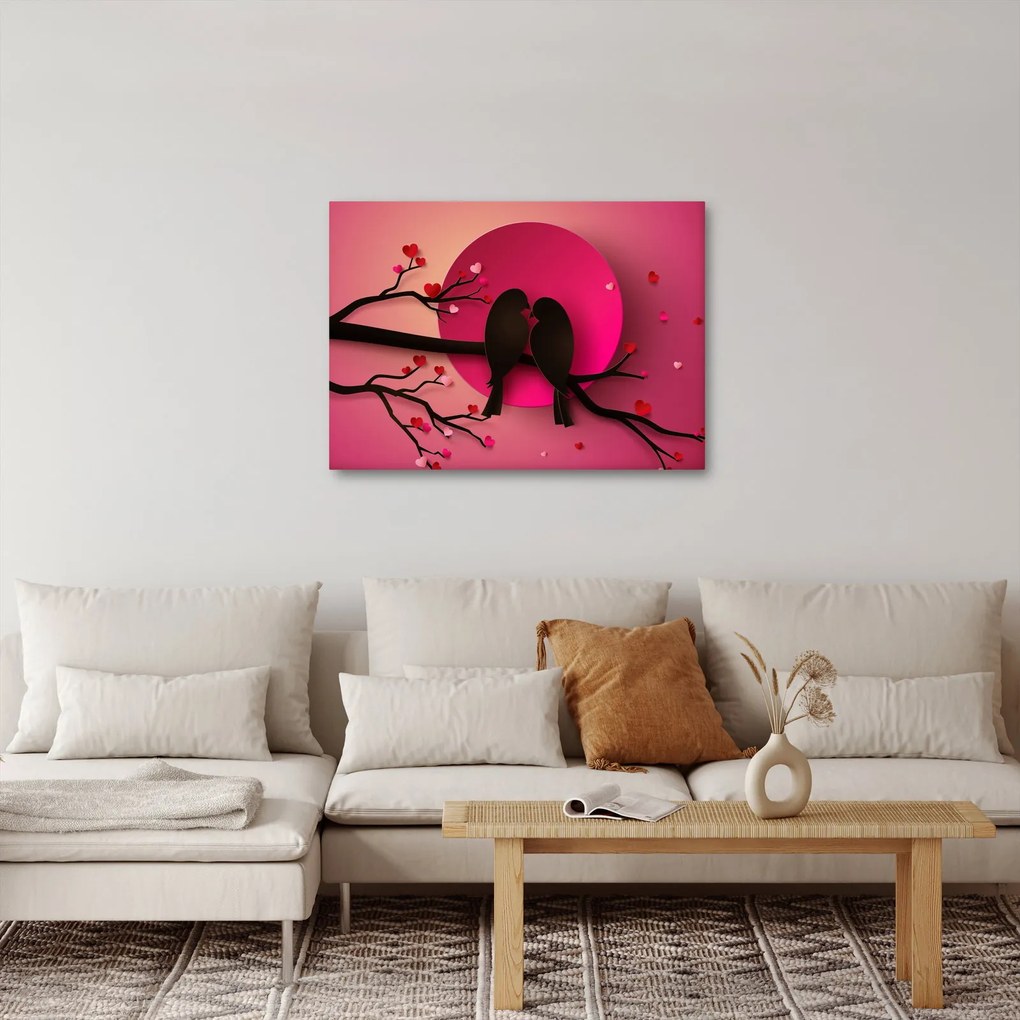 Obraz - Zamilované vtáčiky (70x50 cm)