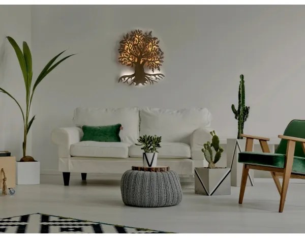 Li-Go 23673/DUB2 - LED nástenná dekorácia, 10W/5V, 20000 mAh, 45x55 cm, dub + diaľkové ovládanie