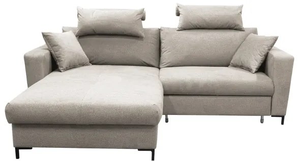 Rozkladacia rohová sedacia súprava HORTA, ľavá, sivá, s úložným priestorom v tvare L