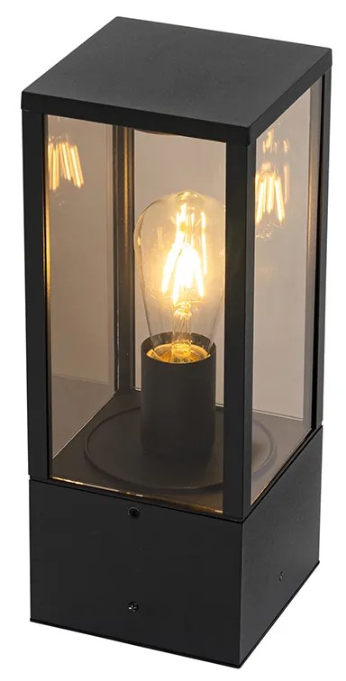 Vonkajšia stojaca lampa čierna s dymovým sklom 40 cm IP44 - Charlois