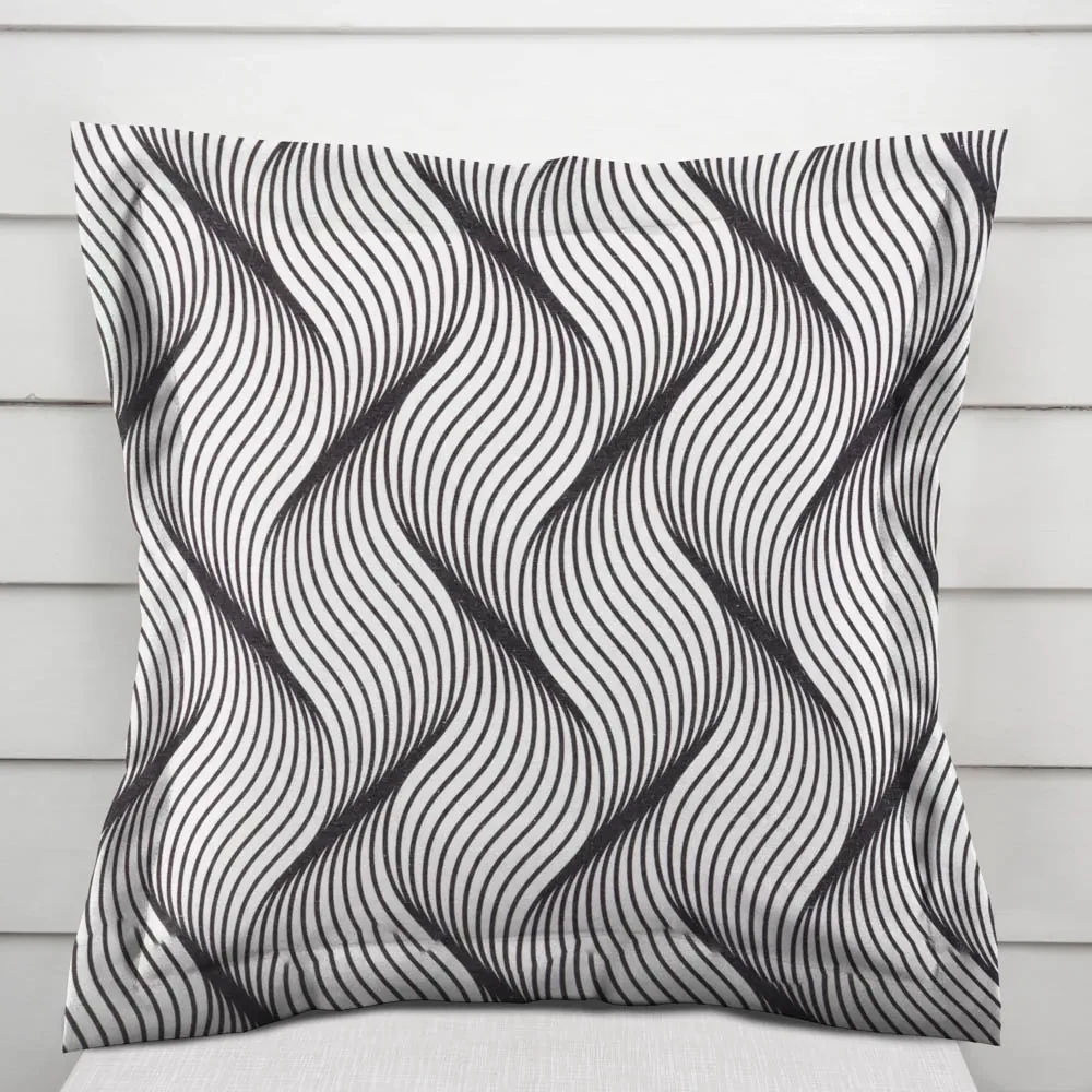 Biante Dekoračná obliečka na vankúš s lemom PML-042 Čierno-biele vlnenie 50 x 60 cm