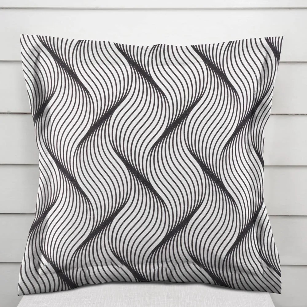 Biante Dekoračná obliečka na vankúš s lemom PML-042 Čierno-biele vlnenie 60 x 60 cm