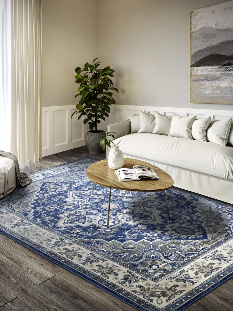 Villeroy & Boch, Kusový koberec Villeroy & Boch 106123 Blue, Cream, 160x235, modrá, obývacia izba