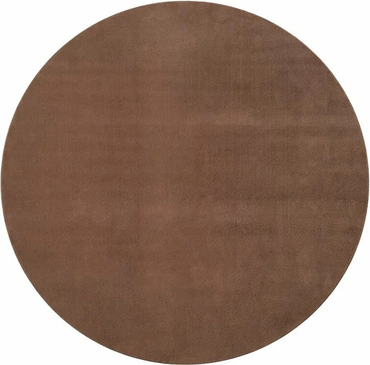 Ayyildiz, Kusový koberec Joy 1400 mocca kruh, 120x120 (priemer) kruh, hnedá, chodba / predsieň