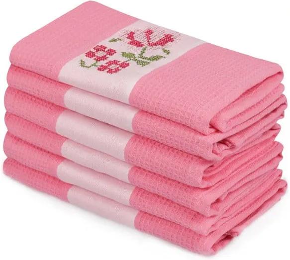 Sada 6 ružových uterákov z čistej bavlny Simplicity, 45 x 70 cm