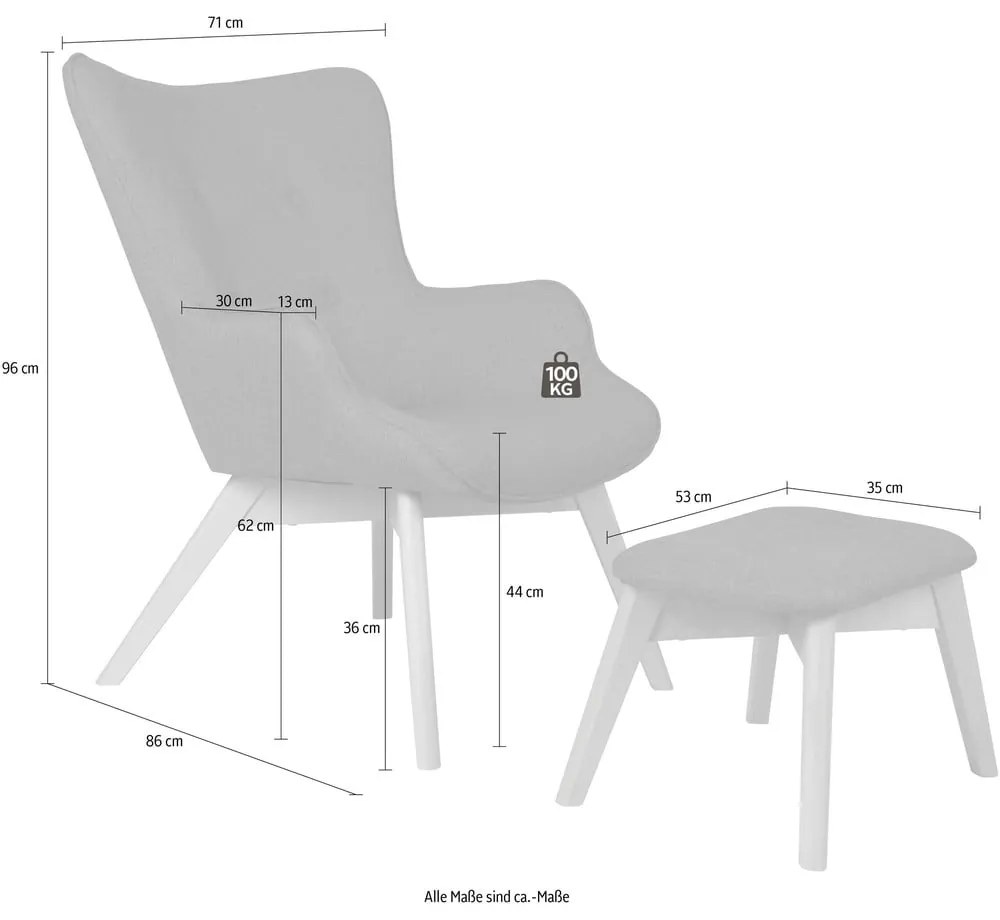 Zelené kreslo s podnožkou Niko – Ropez