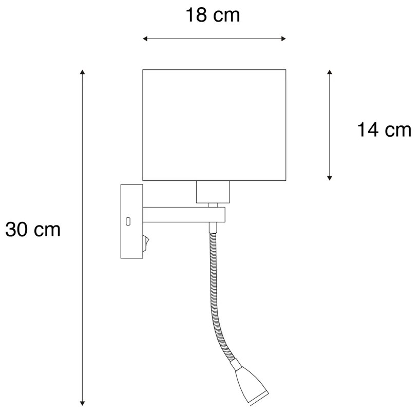 Nástenná lampa čierna s hnedým zamatovým tienidlom 18 cm - Brescia Combi